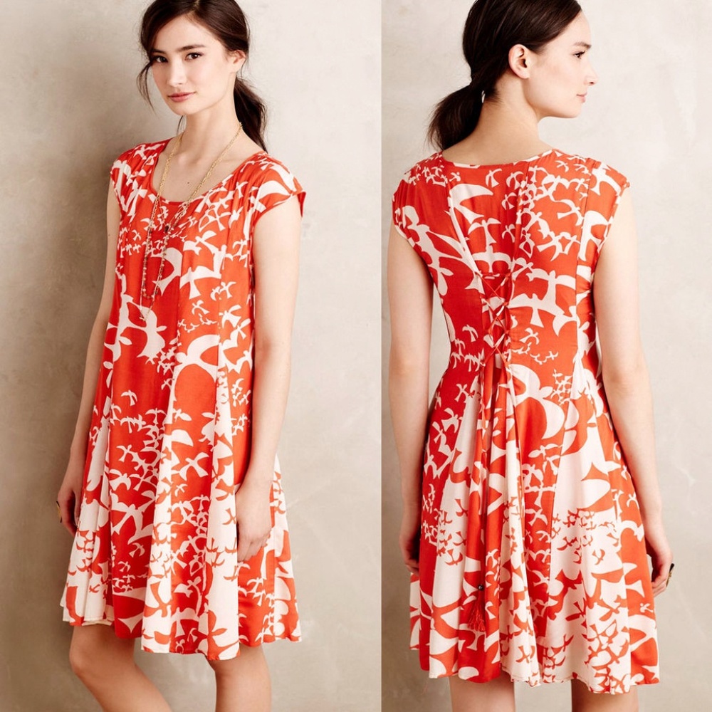 Maeve Anthro Indiga Orange Swing Dress